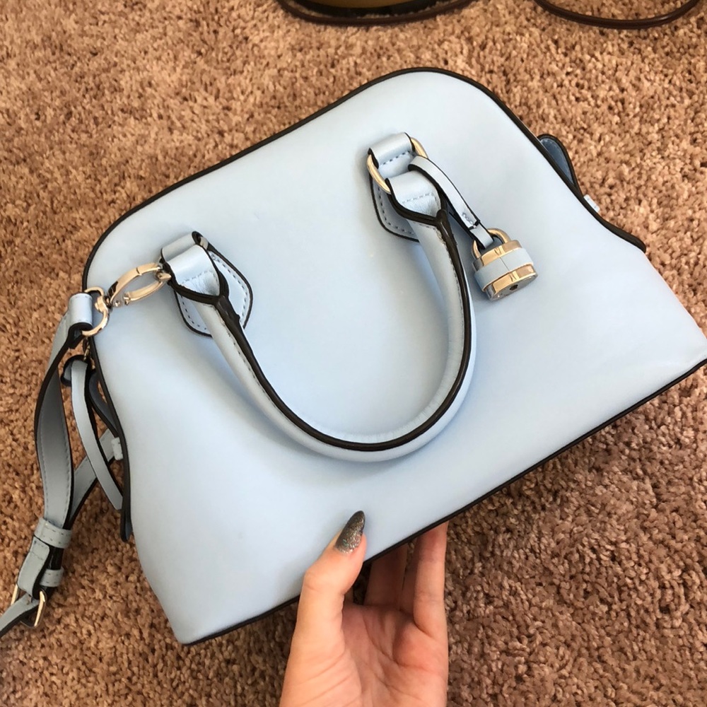 Baby blue faux leather purse
